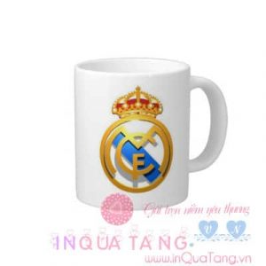 Cốc trắng in logo Real, cốc trắng in logo, cốc logo, cốc in logo