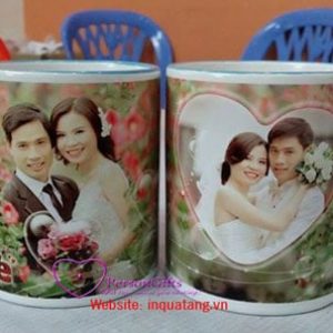 In ảnh lên cốc quai tim tình yêu