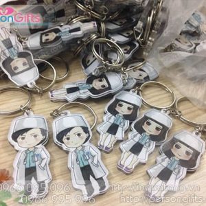 in móc khóa chibi bác sĩ nam nữ đại học y hải phòng