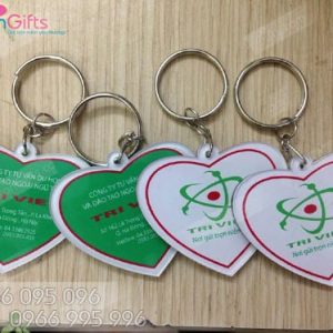 Làm móc khóa trái tim in logo, in ảnh