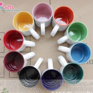 Phôi cốc sứ in chuyển nhiệt lòng màu quai tròn