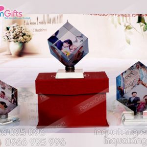 Phôi pha lê lập phương 3D xoay 360 độ