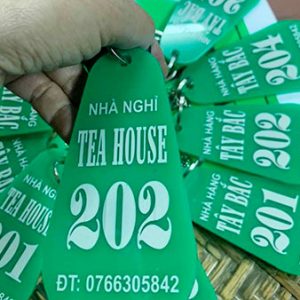 Móc khóa mica nhà nghỉ khách sạn Tea House